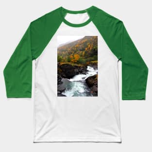 Waterfall Flamsdalen Valley Flam Norway Baseball T-Shirt